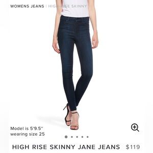 NWOT. Mott & Bow High Waisted Skinny Jean. Medium/Dark Blue. Size 27 Waist